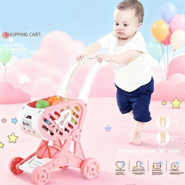 Børnelegetøj Indkøbsvogn Foregive Leg Simulation Trolley Leg Pink