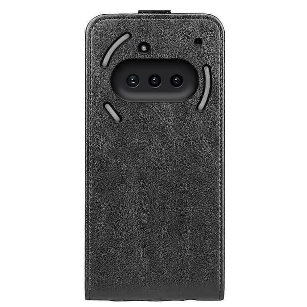 R64 Texture Single Vertical Flip -nahkainen puhelinkotelo Black For Nothing Phone 3a