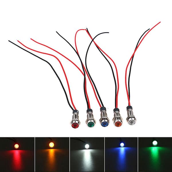 5x Bil Båt 12v-24v 6mm LED Indikatorlys Dashbord Panel Advarselslampe Shytmv