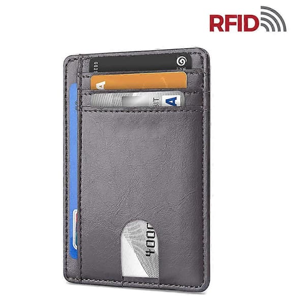 Smal minimalistisk framfickplånbok RFID-blockerande kreditkortshållare kortfodral Straw mat pattern black pu