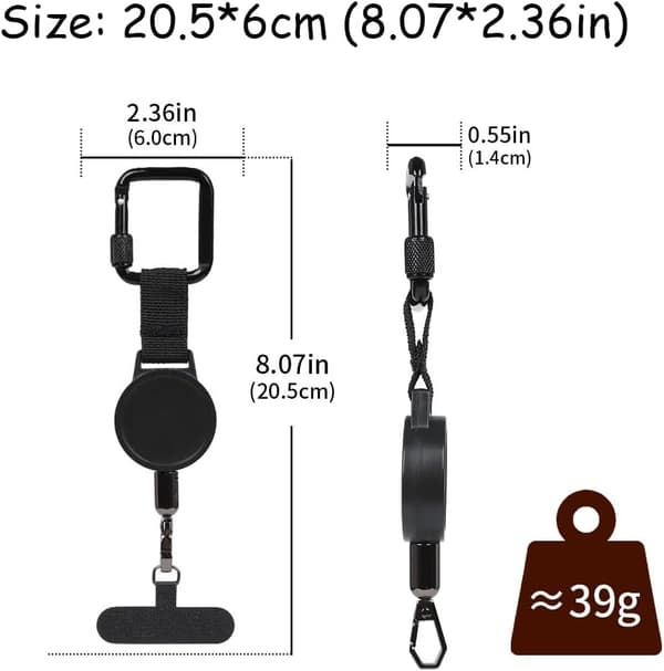 2/3-pack infällbar stöldskyddstelefonrem, justerbar telefonhållare kompatibel med skidåkning och utomhusbruk 3-pack