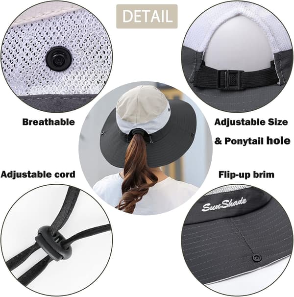 Dame Solhatt UV-beskyttelse Bøttehatt med Hestehale