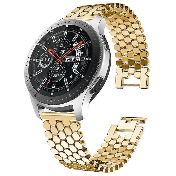 xDfind Fish Scale Texture Metal Watch Band Gold 22mm