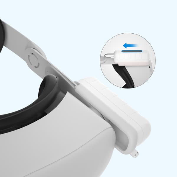 Kompatibel med Oculus/Meta Quest 2 og Quest, Elite Strap-lader, 5000 mAh hurtiglading og utvidet batteri for 2 timer