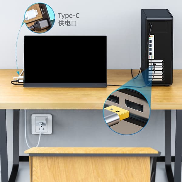DisplayPort til USB C-kabel 4K@60Hz med USB-kabeladapter DisplayPort hann
