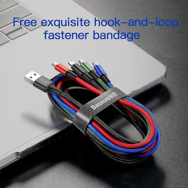 BASEUS Rapid Series 4 i 1 USB-kabel iP 2 x Type C Micro USB Data Sync-kabel Opladerkabel til iPhone[ls]