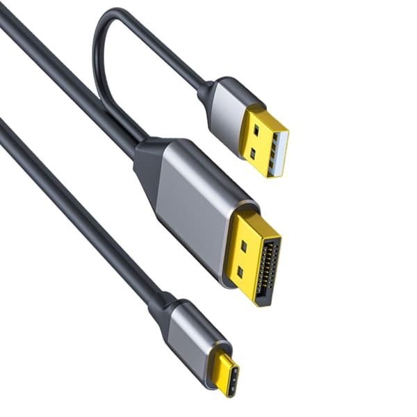 DisplayPort til USB C-kabel 4K@60Hz med USB-kabeladapter DisplayPort hann