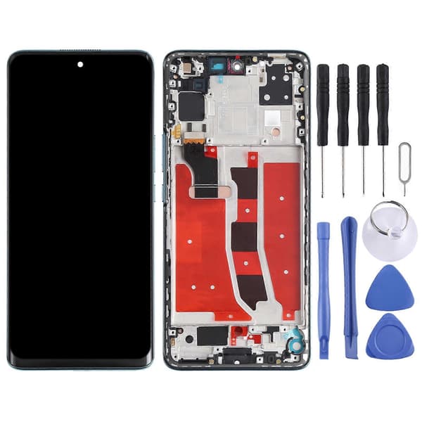 KOMPATIBEL OLED LCD-skærm til Honor V40 Lite Digitizer Komplet samling med ramme Green