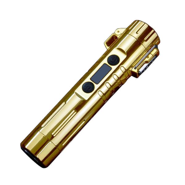 Dobbelt ARC Plasma Lighter med barberblade, Vindtæt USB Genopladelig—ls Gold