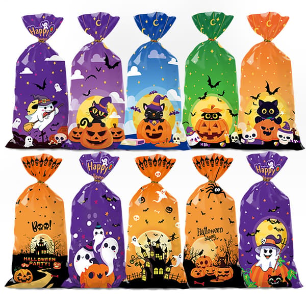 50-pak Halloween Snefnug Slik Gaveposer - Græskar Kat