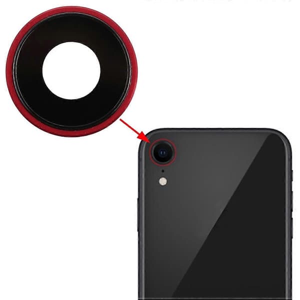 Bagkameraramme med objektivdæksel til iPhone XR Red
