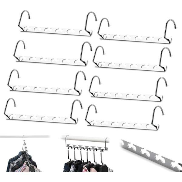 8-pack Silver Space Saving Hangers Magic Hanger Organizer