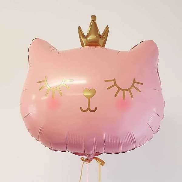 Lyserøde Katteballoner Folie Helium Sød Krone Katteformet Dyr