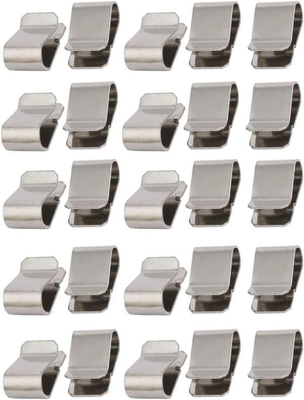 U-clips i rustfrit stål, sølv, 21,4 mm x 12 mm, 25 stk