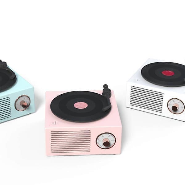 Retro gramofonilevysoitin langaton kannettava subwoofer-kortti mini bluetooth-kaiutin[ls] White