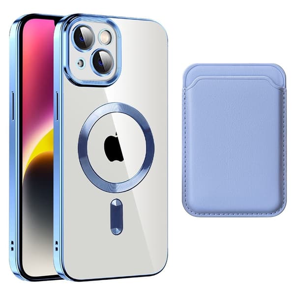 Magnetisk bagside til iPhone 14 med kortholder - Blå Blå blue