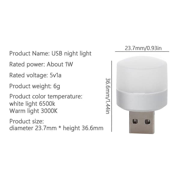 6-pakning Mini USB nattlys, lite plug-in LED bærbart babynattlys stemningslys for stue, soverom, gang (varmt lys)—ls