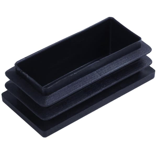 Plast rektangel blindprop enderørshætter indsatser 25x50mm 30 stk sort—ls