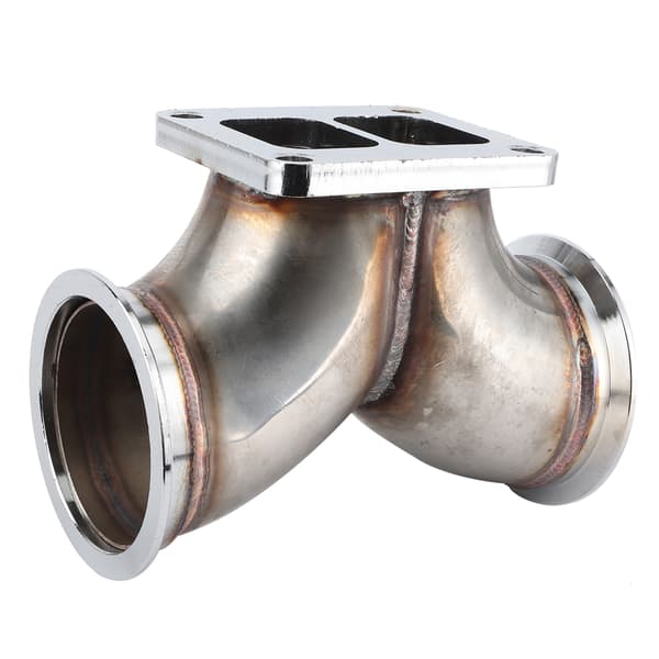 VBand dobbel inntak Y-rør bøyadapter 3 tommer for V6 V8 motor T4 turbolader Twin Scroll flens
