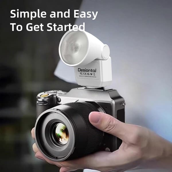 Desiontal F02 Mini On-Camera Blixtljus Speedlite för Spegellösa Kameror White