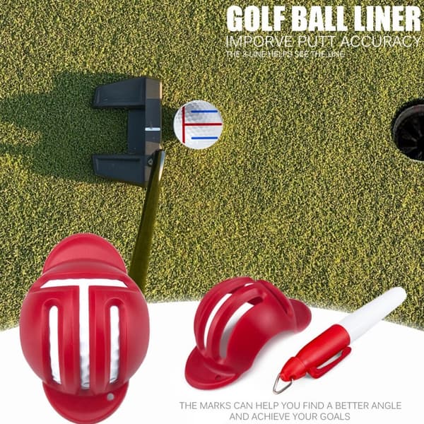 Golfbollsmarkörverktyg, Golfbollsjusteringsmarkeringsverktyg Golfbollsfoder med linjemarkörstencil
