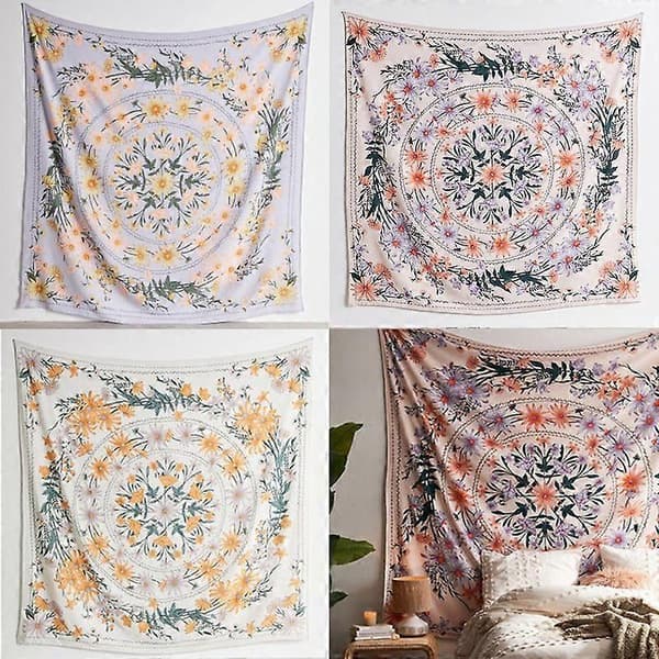 Boheme Stil Blomst Vægtæppe Tæppe Baggrund Dekoration—ls 73*95cm 1