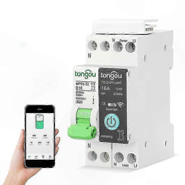 Smart trådløs fjernbetjening til afbrydere Black 16A with metering function