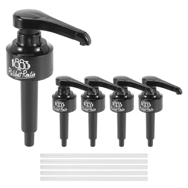 5-pak kaffedispenser siruppumpe sort væskedispenser kompatibel med sirup, snegle, smagsstoffer og mere, 10 ml