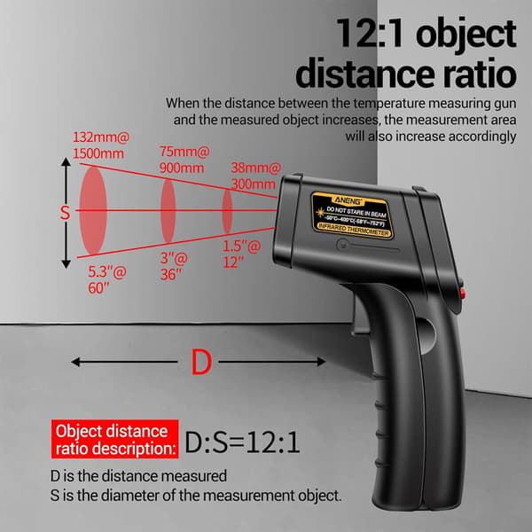 Infrarødt termometer, -50°C til 400°C (-58°F til 752°F) Digital laser infrarødt termometerpistol—ls
