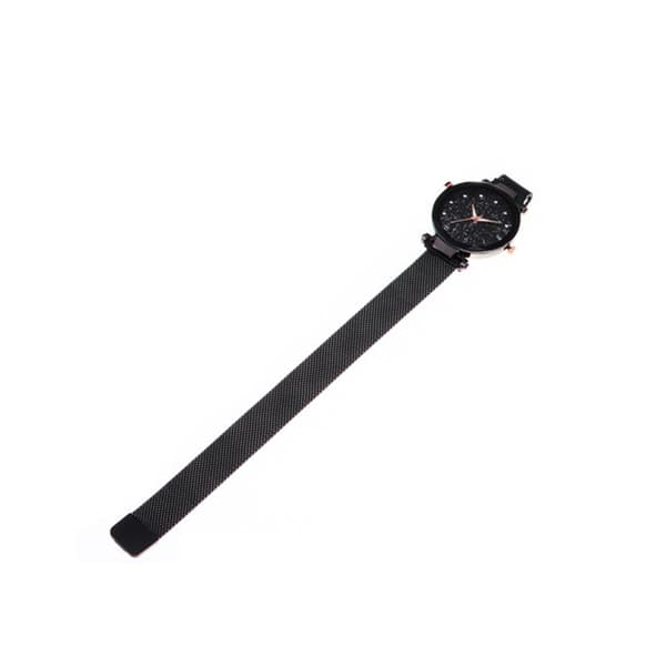 Stjerneklar Himmel Dameur Magnetur Dame Mesh Armbånd Modeur (Sort) - 1 stk