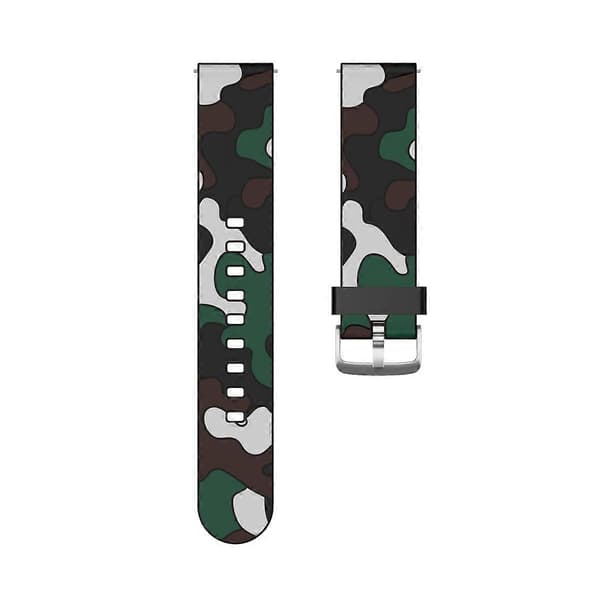 20 mm til Amazfit GTR 42 mm camouflage silikone urrem med sølvspænde 3