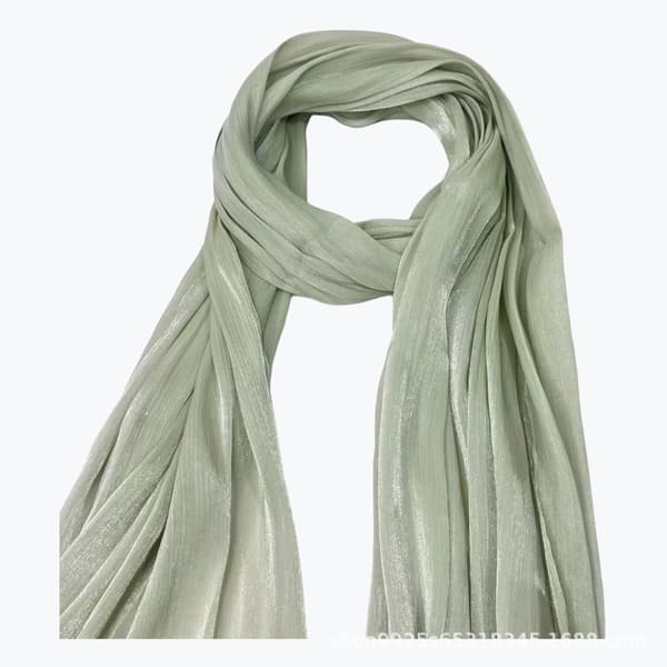 Mångsidig sjal, huvudduk, satängglänsande lång scarf - Matcha Grön