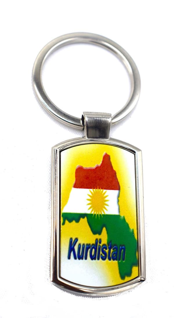 Kurdistans karta flagga nyckelring—ls Silver silver