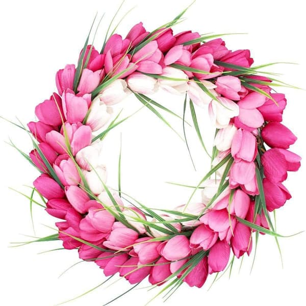 Dörrkrans, konstgjorda blommor tulpan krans - Fyra årstider framåt