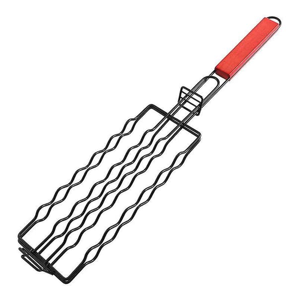 Grillkurv for pølser, pølserullestativ i rustfritt stål 48.5*9CM