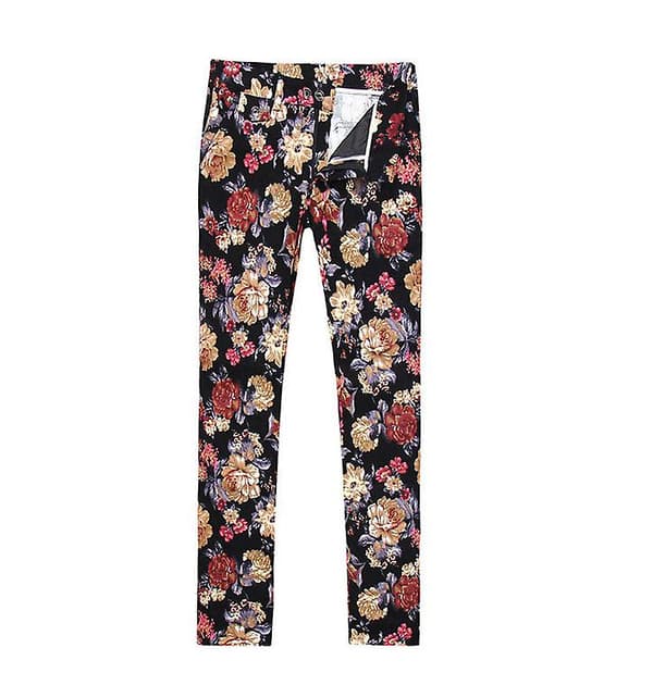 Herr 2-delad kostym blommig enknapps slim fit tweedkostym M