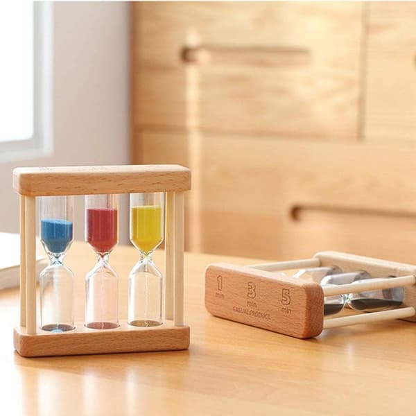 Kreativt Trætimeglas 1/3/5 Minutter Træ Sandglas Timeglas Timer Boligindretning Gave til Børn Simpel Stil