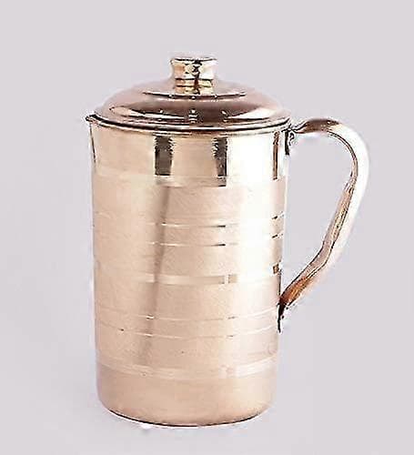 Vattenkanna och flaskset i koppar med 2 glas, ayurvedisk kopparglas, läckagesäkert lock
