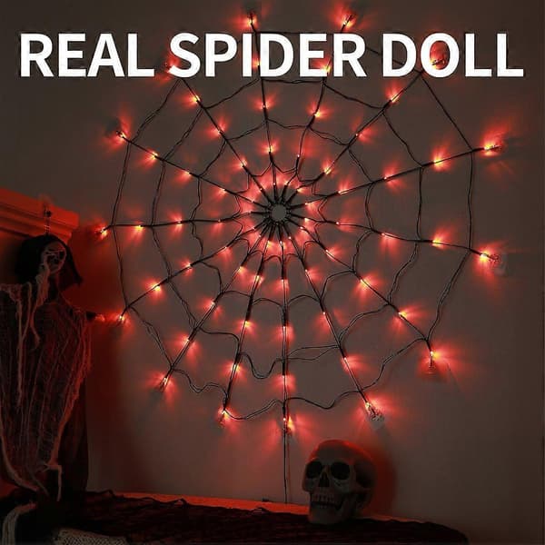 Diameter Solar Spider Web Lights 60LED 8Mode Spider Net Lights Til Fest Have Bar Spøgelseshus Indretning 1