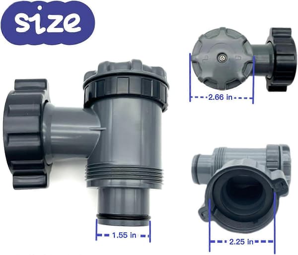 Indløbs-/udløbsventil kompatibel med Coleman, Intex, Bestway, reservedele til poolpumpe, til 38 mm slange-X47-—ls