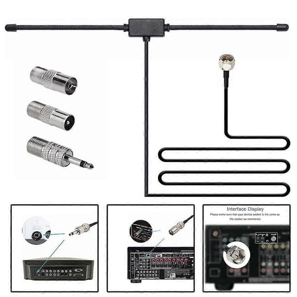 DAB FM Radioantenne FM Dipol Antenne Lydplugg Koblingsmottaker Fo