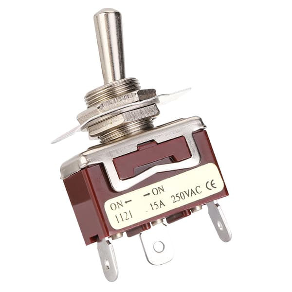 5 stk. ON SPDT vippebryter 12 mm 3 pinner 2 posisjoner 15A 250V