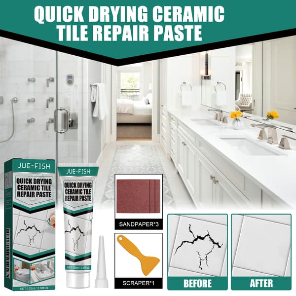 Tile Repair Kit Compatible with Porcelain Tiles - Fix Cracked or Chipped Ceramic Tiles Quickly