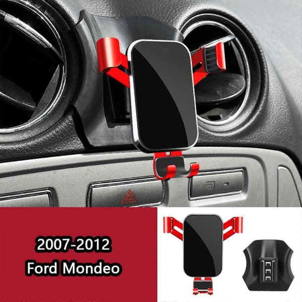 Biltelefonholder for Ford Mondeo 2007-2012, justerbart 360° roterende feste med støtsikkert stabilt grep, rød