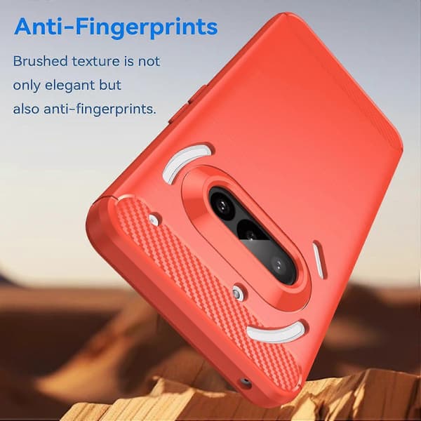 För Nothing Phone 3a kolfiberborstad textur TPU-telefonfodral Red