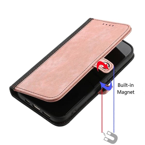 Til Huawei Mate 10 Pro Side Spænde Dobbelt Fold Håndrem Læder Telefonetui Pink