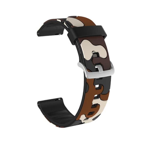20 mm til Samsung Galaxy Watch 3 41 mm Camouflage silikone urrem med sølvspænde (1) 2