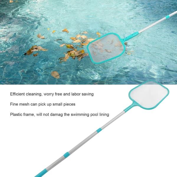 Poolskimmernet, nylonløvrive med stang, poolrengøringssæt til nem vedligeholdelse og fjernelse af snavs