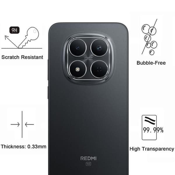 Härdat glas för Xiaomi Redmi Note 15 PRO 5G och kameraskydd [Pack 2] skyddsglas Phonillico® Transparent