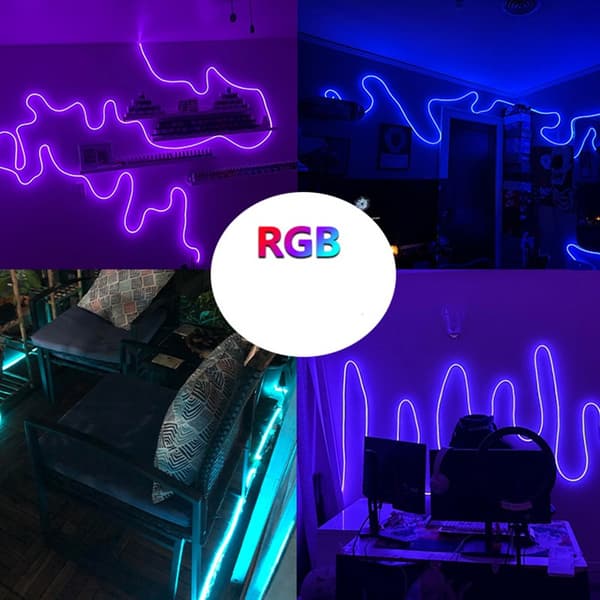 15m RGBIC LED Neon Flex - EU-plugg, Fleksibel Silikon, Vanntett IP67, Bluetooth Fjernkontroll